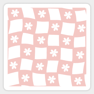 Large Floral Checker Board - pastel blush pink Sticker